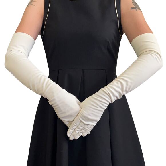 Vintage White Formal Opera Length Wedding Long Evening Gloves 23" Long Size S - Picture 1 of 6